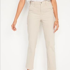 NWT Old Navy Women’a Extra High-Waisted Straight Workwear Jeans in Ecru,…
